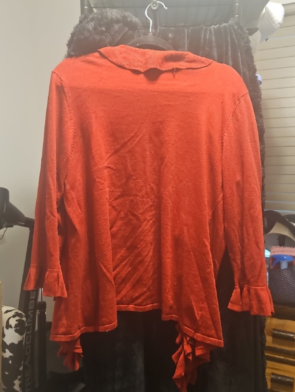 Grace Elements Red Ruffle Open-Front Cardigan - Picture 3 of 4